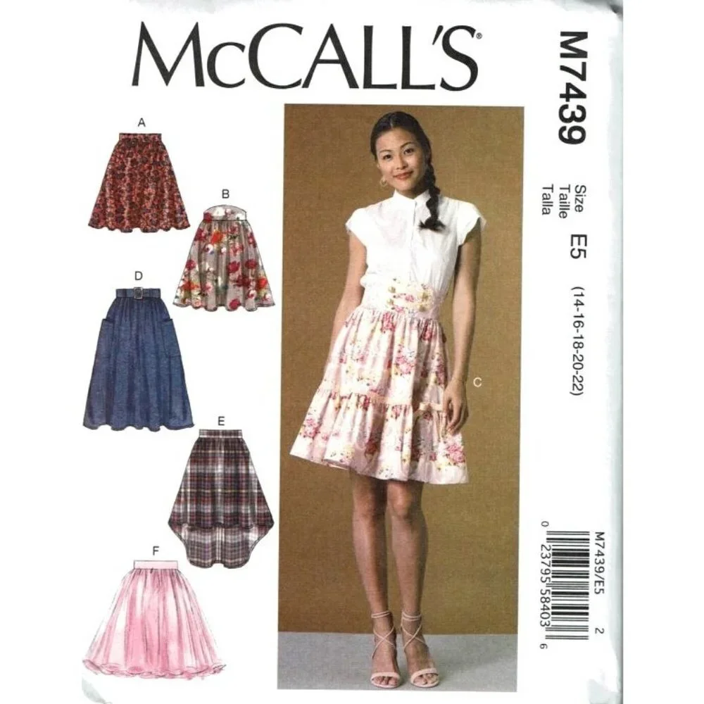 McCalls Sewing Pattern 7439 Skirts Belt Misses Size 14-22‎
